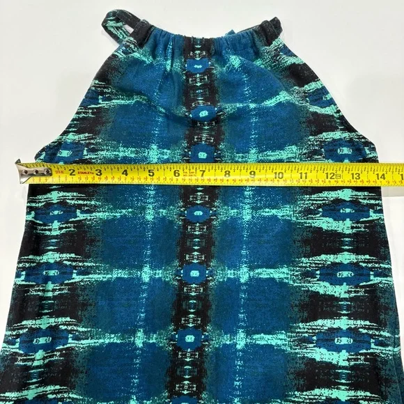 Athleta Women Maxi Dress S Blue Tie Dye Stretch Halter Athleisure Vacation - Picture 8 of 9